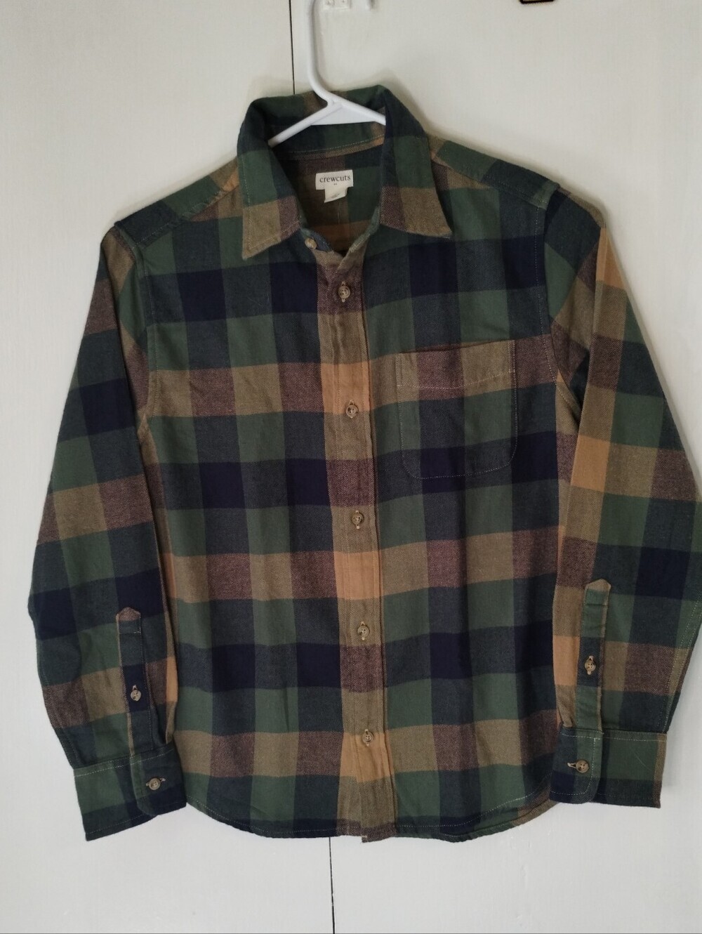 Crewcuts Green Black Brown Plaid Button-Up Shirt